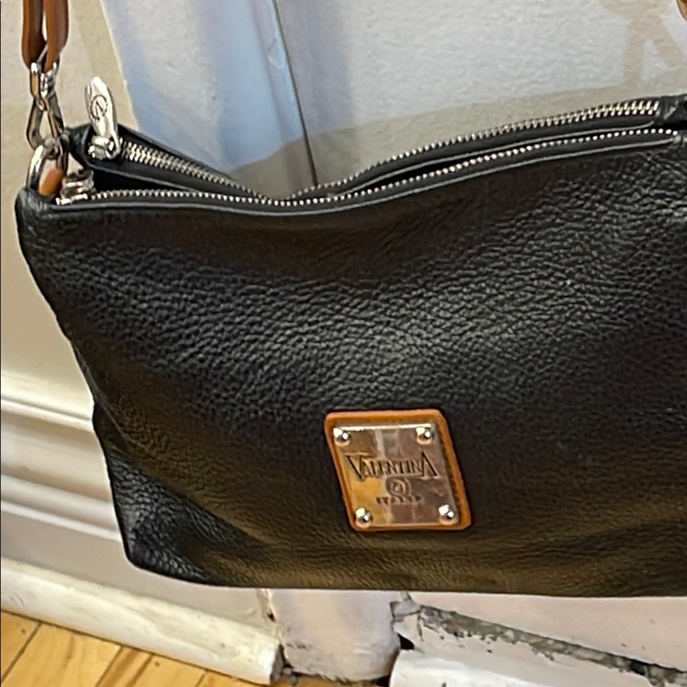 VALENTINA MARINA Black Leather Shoulder Bag Valentina made in Italy crossbody